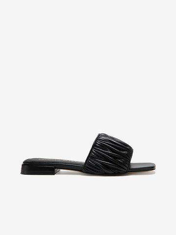 Crinkle Leather Slides