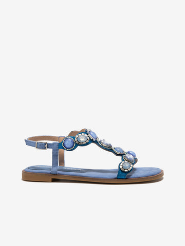 Suede Jewelled Flat Sandals