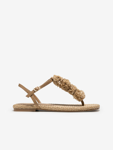 Natural Raffia Thong Sandals