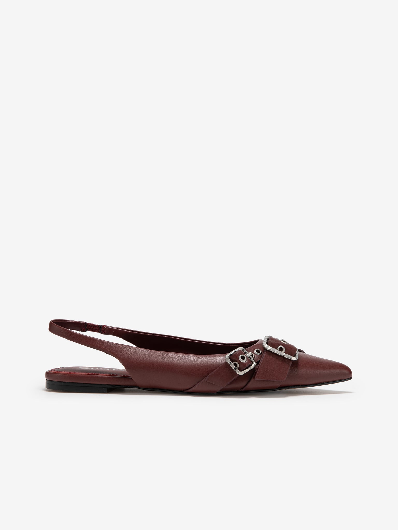 Reddish Brown Leather Slingback Flats