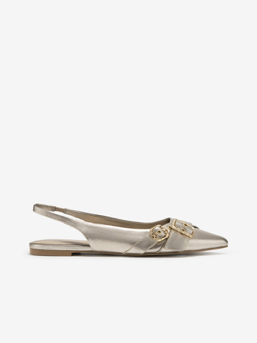 Champagne Leather Slingback Flats