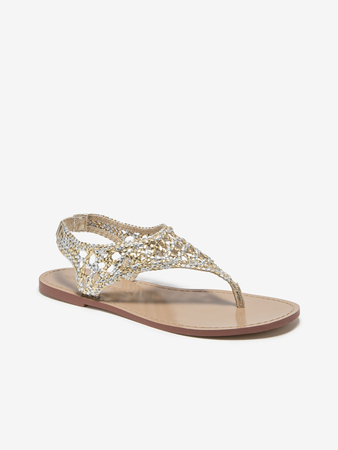 Braided Gold And Silver Thong Sandals