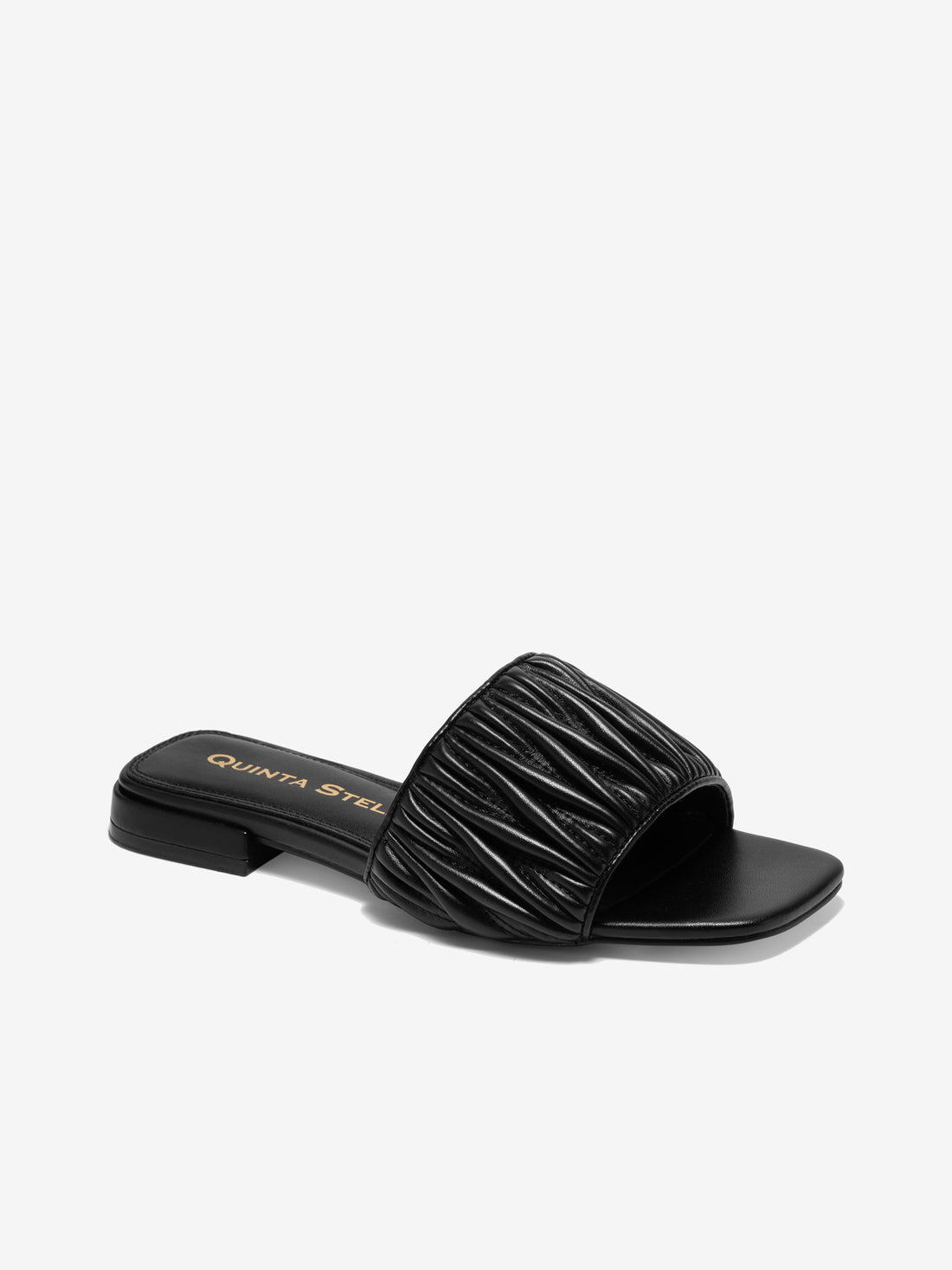 Crinkle Leather Slides