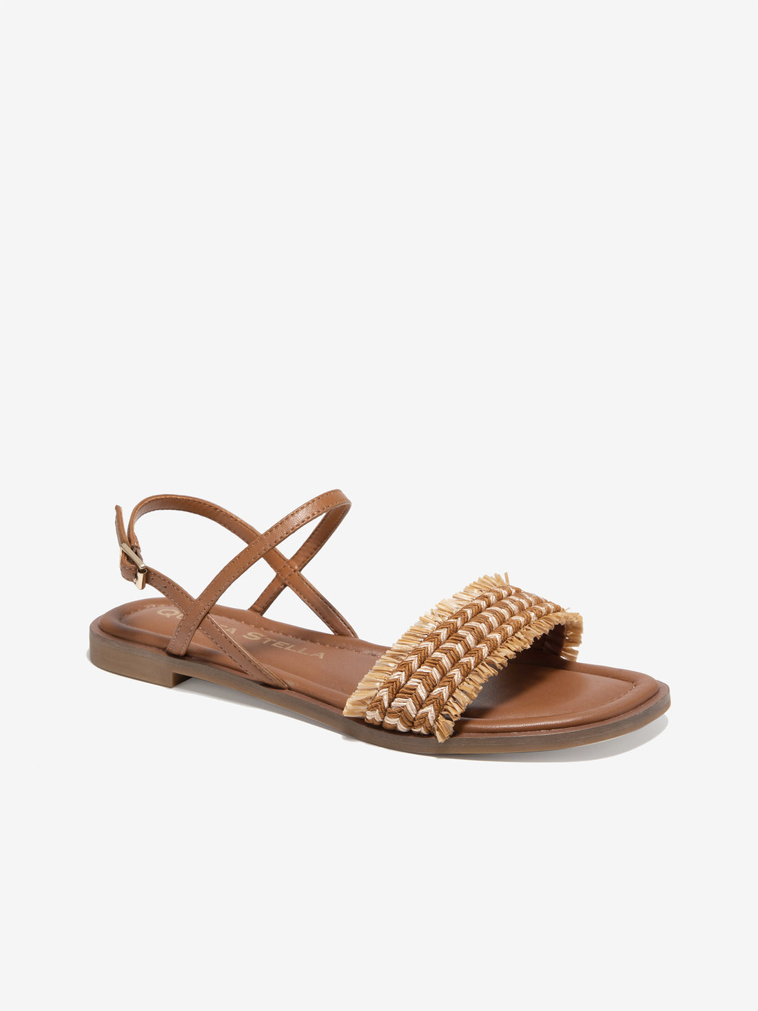 Raffia Flat Leather Sandals