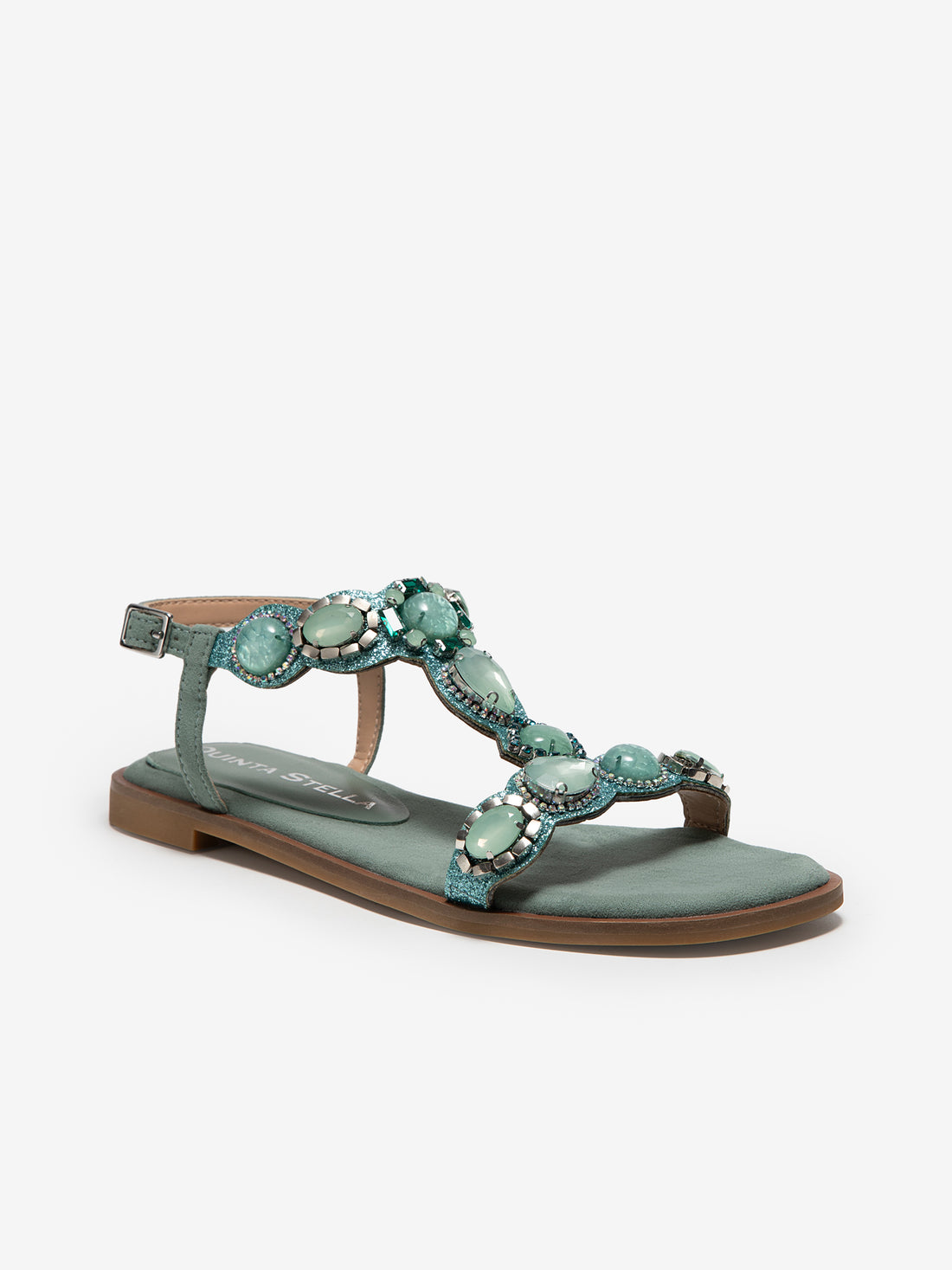 Suede Jewelled Flat Sandals