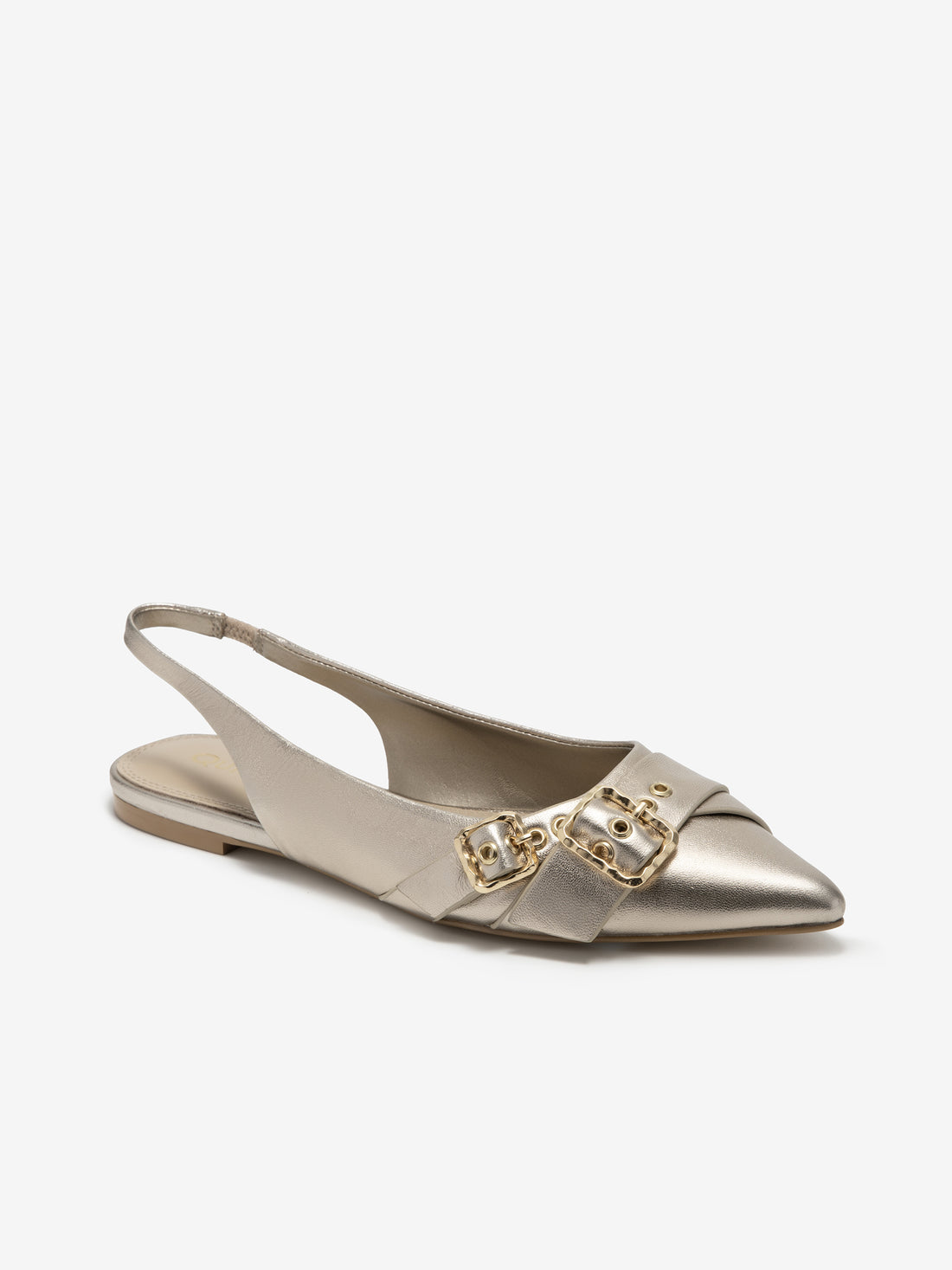 Champagne Leather Slingback Flats