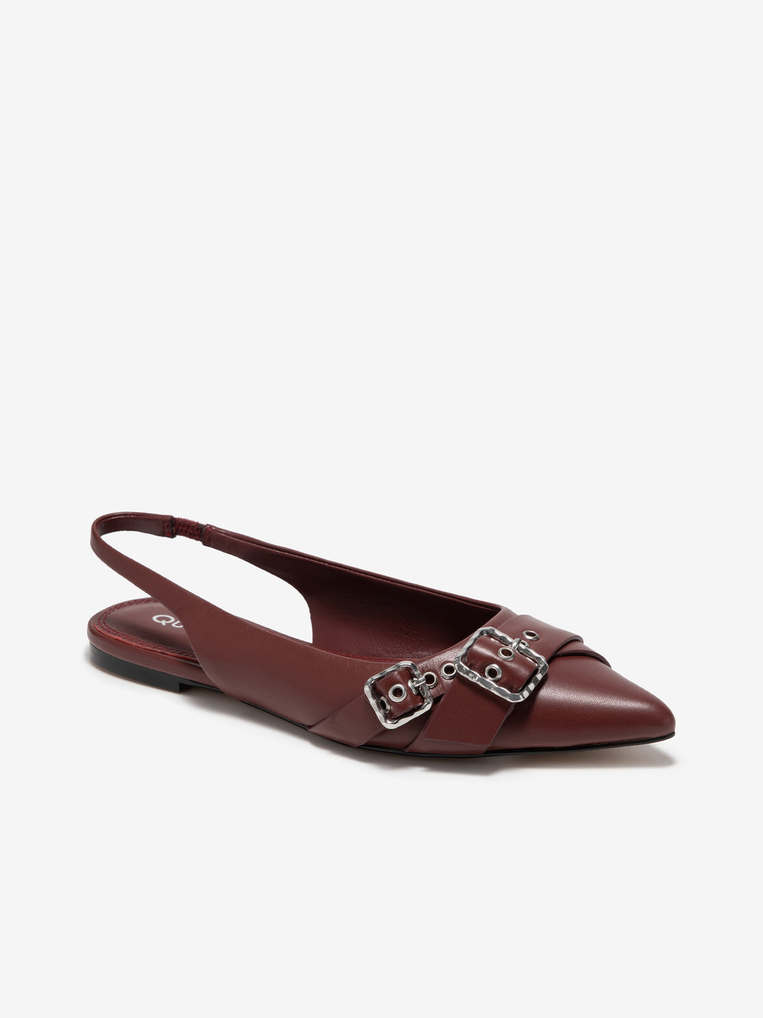 Reddish Brown Leather Slingback Flats