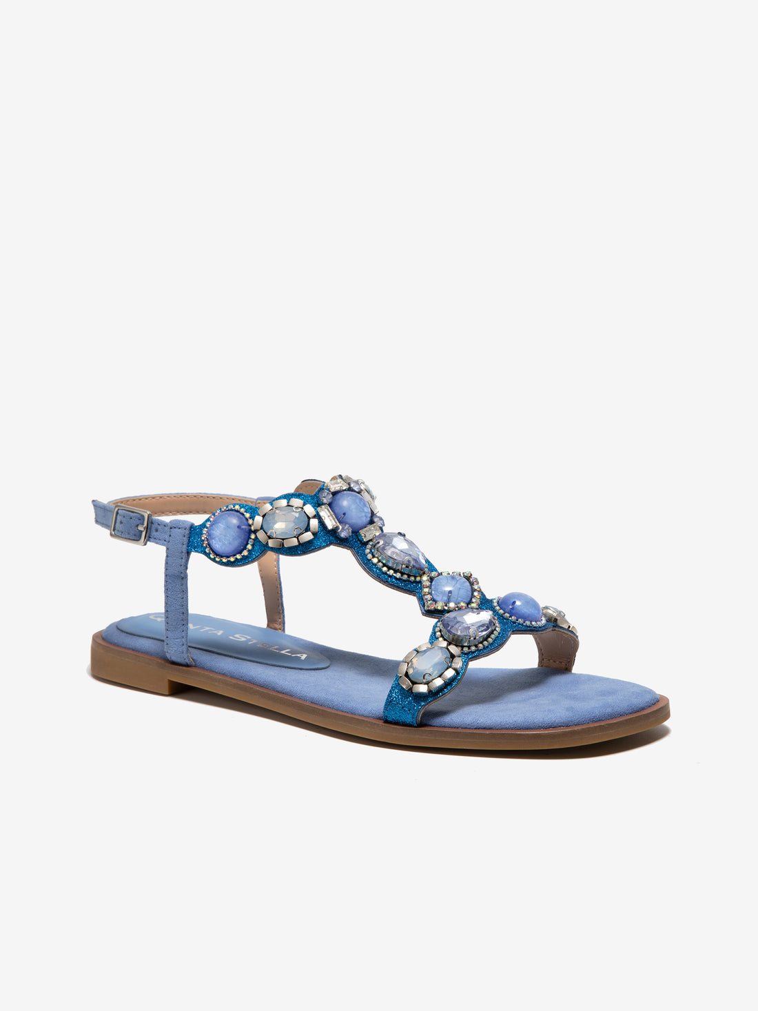 Suede Jewelled Flat Sandals