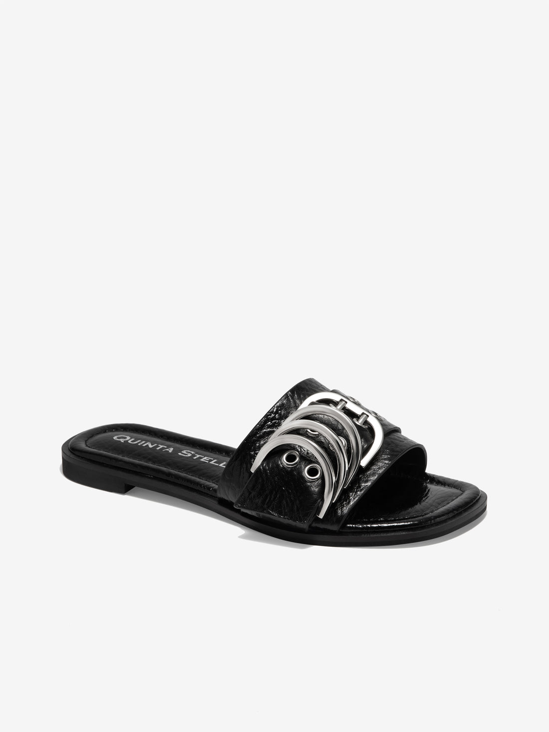 Ring Buckle Leather Slides