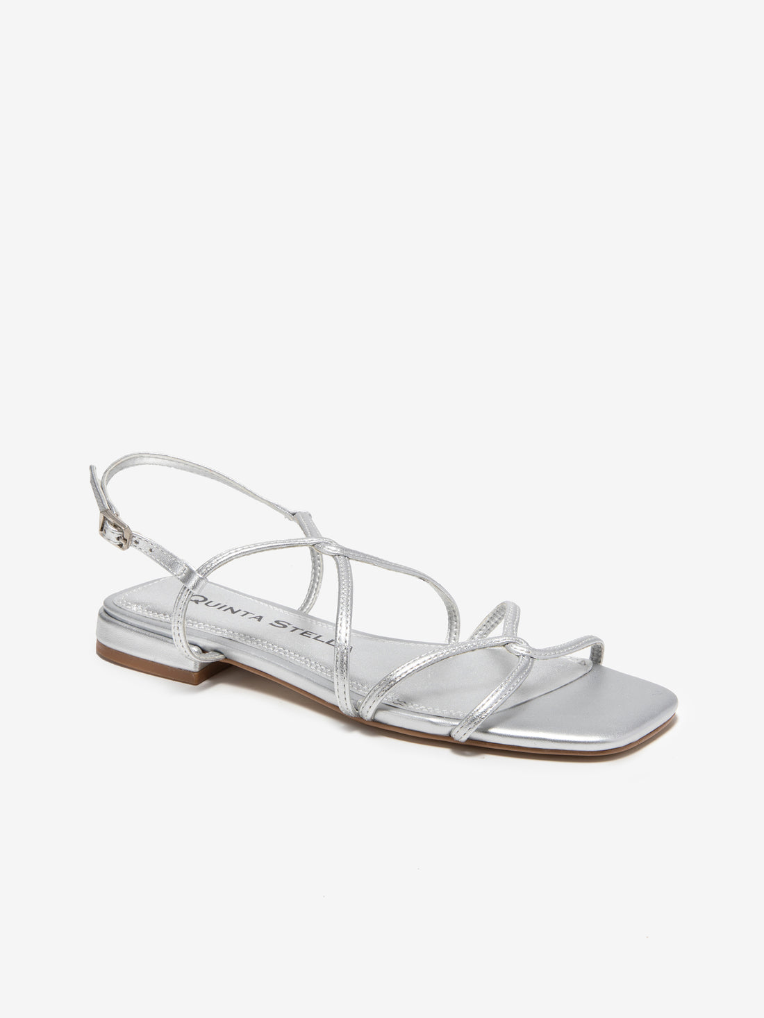 Silver Cross Straps Leather Sandals